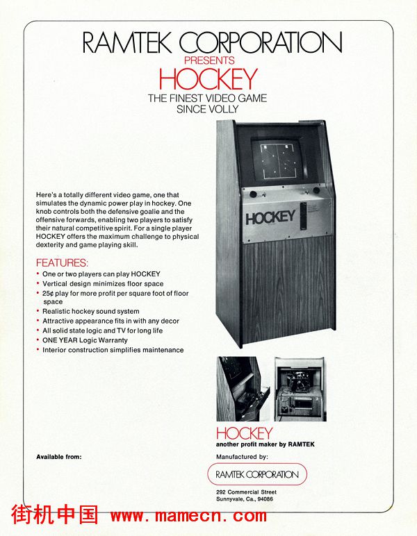 1973年版Hockey街机游戏海报